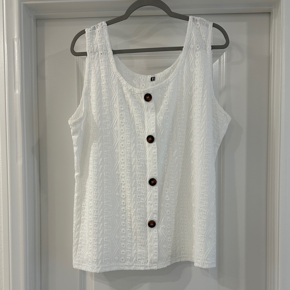 Elegant White Button-Front Tank Top